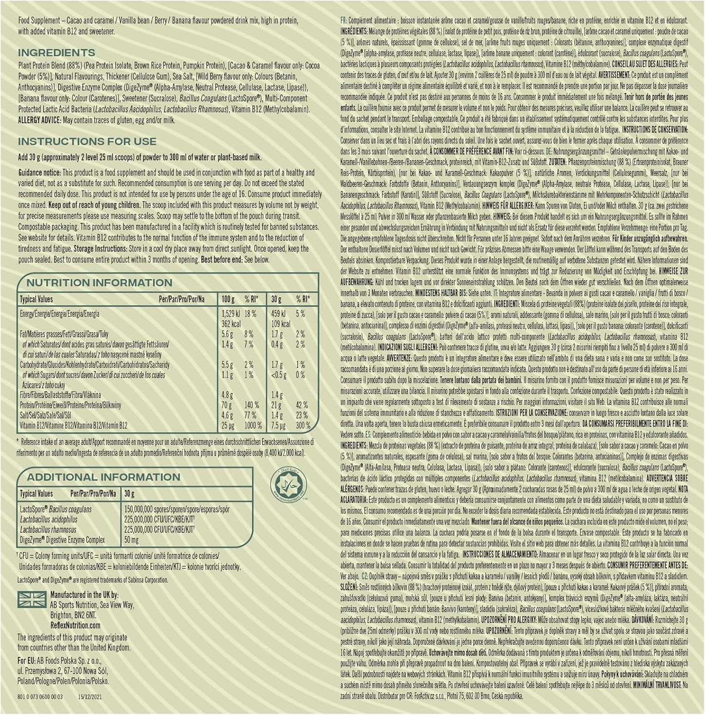 REFLEX NUTRITION PLANTBASED PROTEIN (600g)