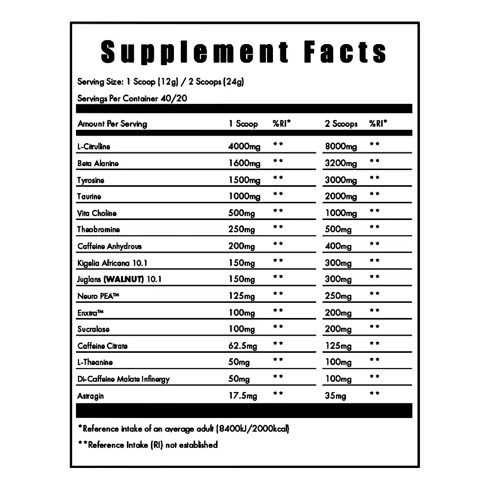 BUILT BETTER NUTRITION HAVOK PRE-WORKOUT (480g)