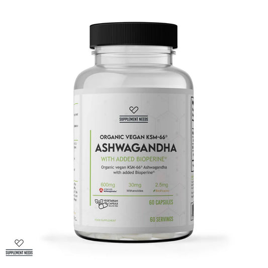 SUPPLEMENT NEEDS ASHWAGANDHA ORGANIC VEGAN KSM-66 (60 Caps)